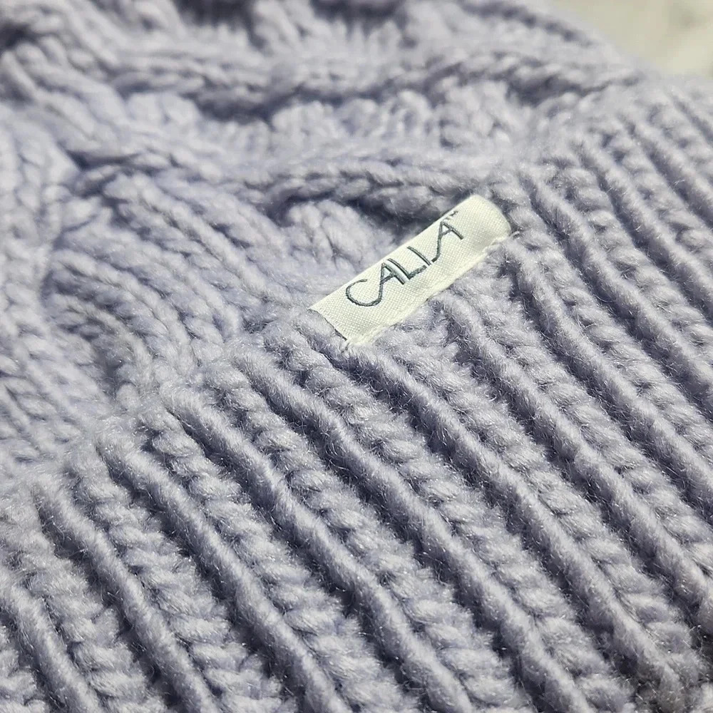 Calia Cable Knit Pom Beanie Womens in Lily Nwt - Picture 3 of 6